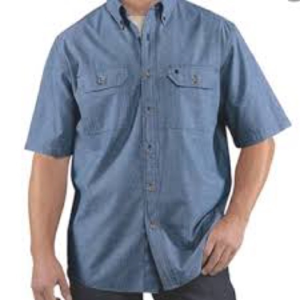 CARHARTT Relaxed Fit Midweight Chambray Workwear Button Front Shirt size 2XL